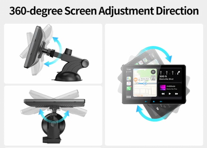 Bärbart navigationssystem med CarPlay och Android Auto | 7 tum | Bluetooth | FM-sändare | AUX