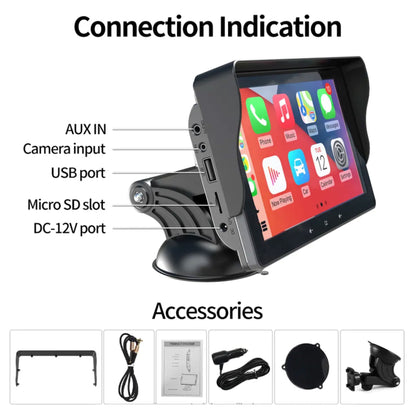 Bärbart navigationssystem med CarPlay och Android Auto | 7 tum | Bluetooth | FM-sändare | AUX