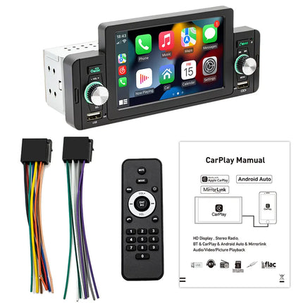 1 DIN 5" bilstereo med CarPlay och Android Auto