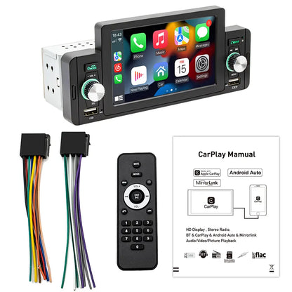 1 DIN 5" bilstereo med CarPlay och Android Auto