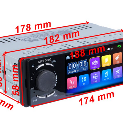 Universal 1 din bilstereo med 4 "skärm | Bluetooth | FM | aux | kamera
